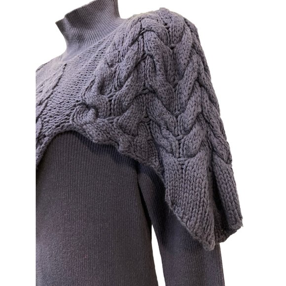 Vivienne Tam Dresses Purple Indigo Knit Shawl Sweater Dress - Picture 1 of 9